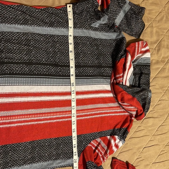 Comfy cowl neck top in bright red, white & blue from Zulily! - Picture 2 of 4